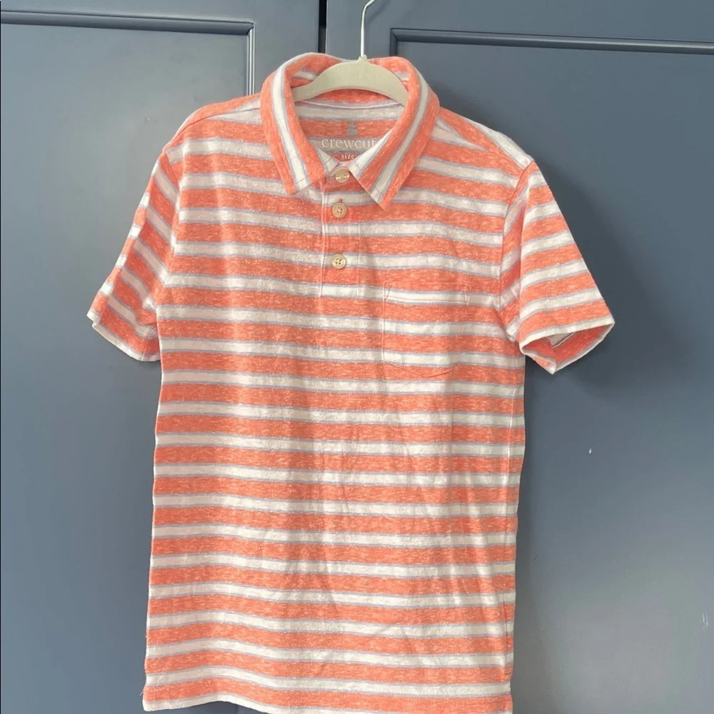 Crewcuts Vibrant Orange and White Striped Polo
